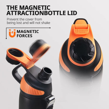 "Stay Cool, Stay Adventurous: The Ultimate Magnetic Lid Water Bottle!"